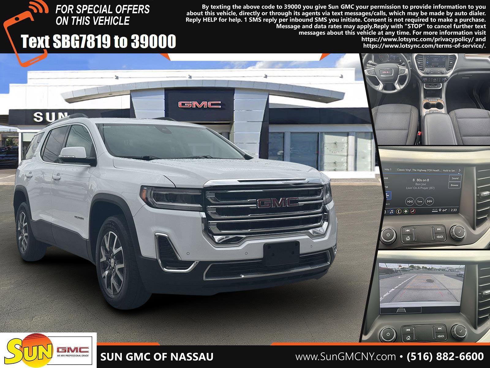 2023 GMC Acadia SLE in Summit White — front three-quarter view