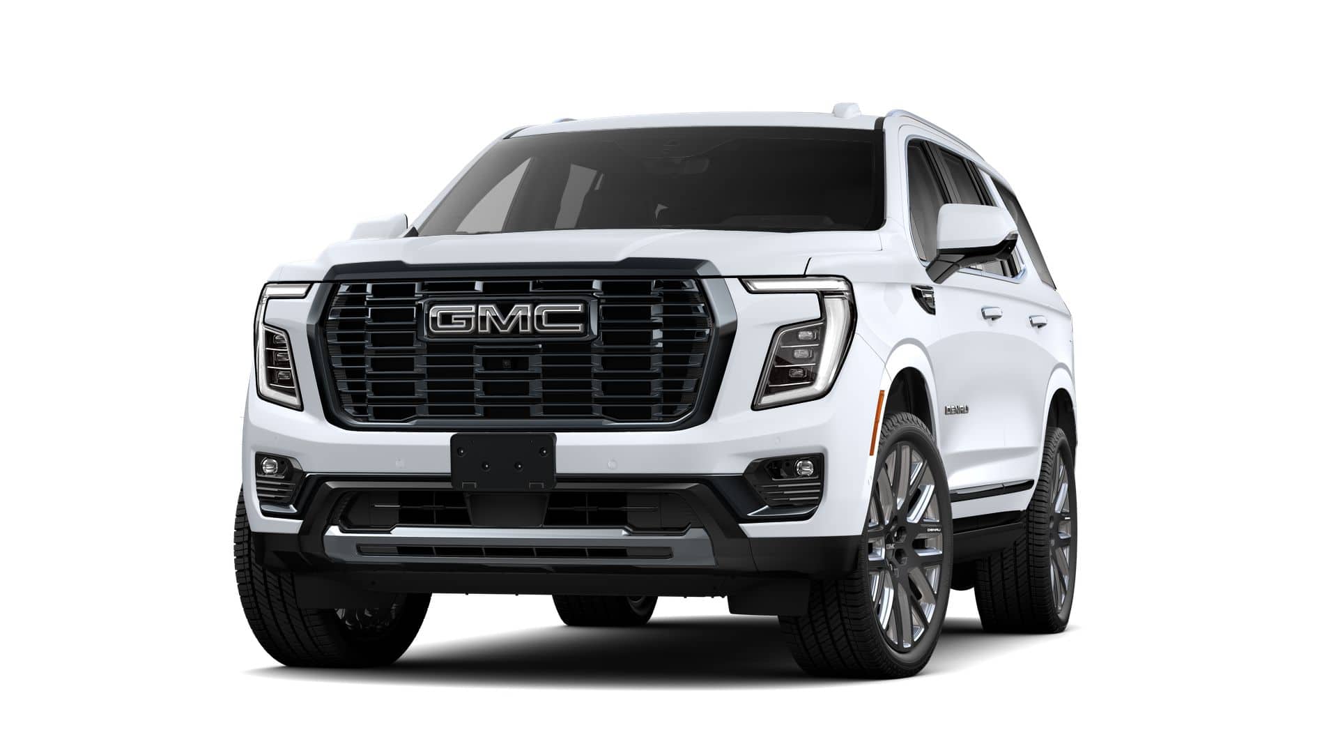 2026 GMC Yukon Denali Ultimate in Glacier White Tricoat — front three-quarter view