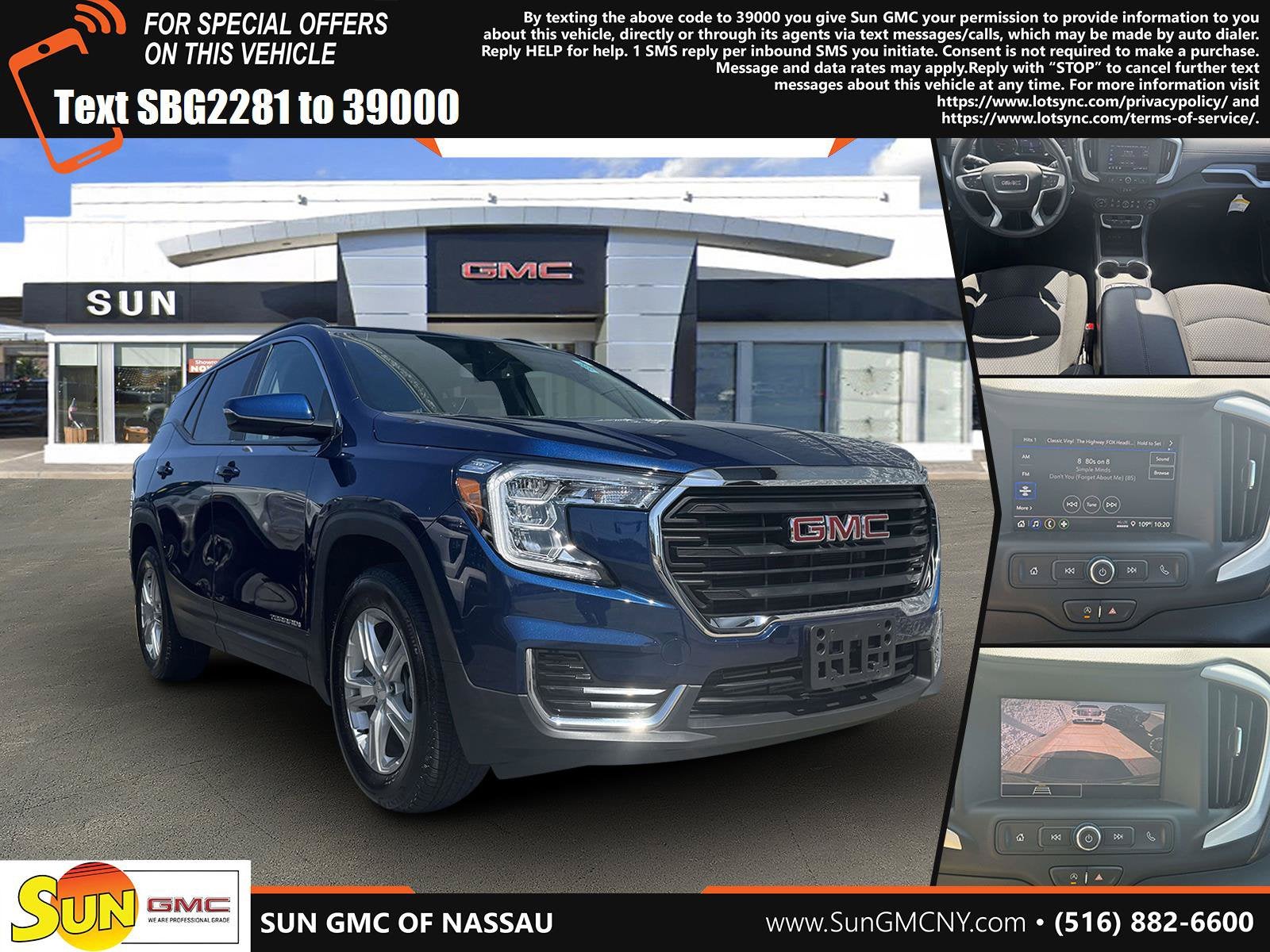 2023 GMC Terrain SLE in Marine Metallic — front three-quarter view